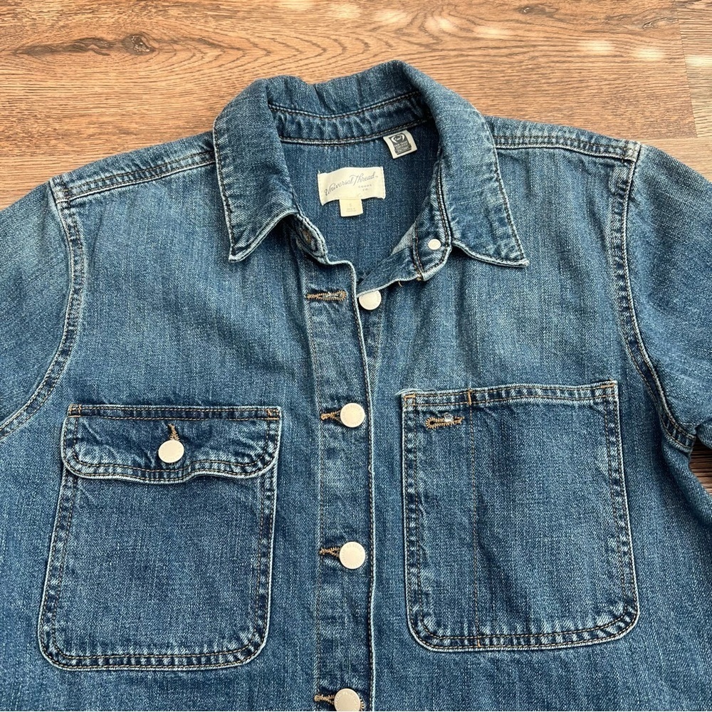Universal Thread Short Sleeve Denim Mini Shirtdress Blue Wash Size Small Casual - Picture 3 of 9
